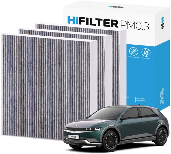2+1 하이필터 PM 0.3 활성탄 자동차 에어컨 필터 현대, 3개, 아이오닉5 (1세대/NE) HI-L112