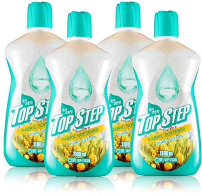 탑스텝 섬유유연제 퓨어코튼 본품, 4개, 1.1L