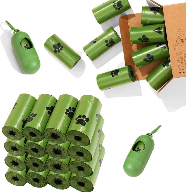 반려동물 똥봉투 배변친환경봉투 17롤/255개 옥수수전분 생분해 강아지 배변봉투, 1개, 255개입, 초록색