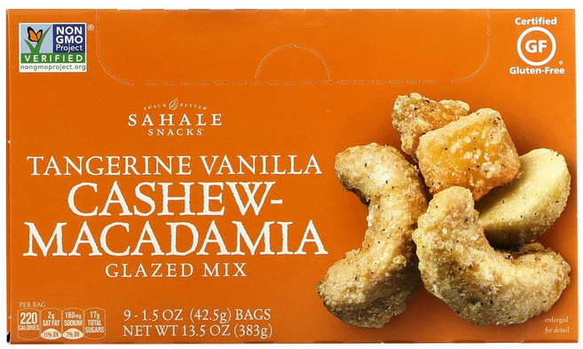 사헬스낵 글레이즈드 믹스 탠저린 바닐라 캐슈너트-마카다미아 9팩 각 42.5g(1.5oz), SHK11111, 1개, 382.5g