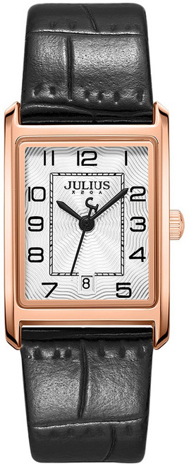 JULIUS 皮革壓紋日顯情侶腕錶 JA-1494