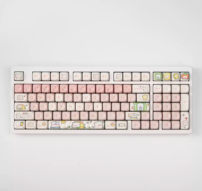 돼지 귀여운 기계식 키보드 키캡 한글 영문 각인 PBT 염료승화캐릭터 키캡 MOA 프로파일 MX 스위치 호환 61/64/68/87/96/104/108 배열 키보드 지원