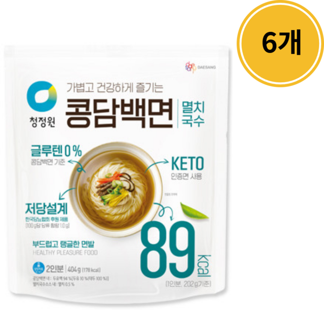 청정원 콩담백면 멸치국수, 6개, 404kg