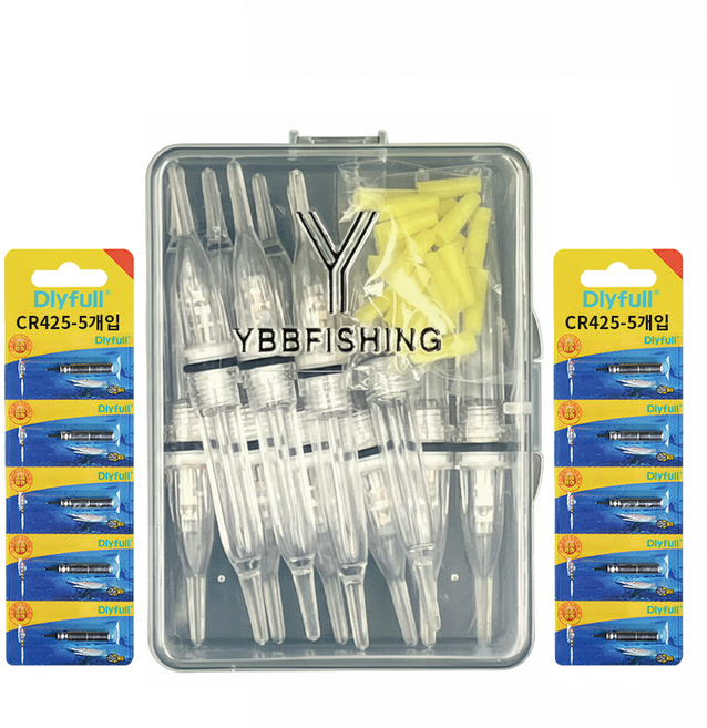 와이비비 미니 수중 전자캐미 갈치 볼락 집어등 (배터리10개포함), 1박스(10개입)+배터리10개, 오색점멸, 1개