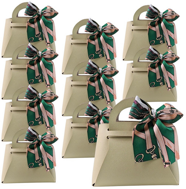 링비츠 가죽 구디백 답례품 가방 선물 포장, 소형-그린, 10개