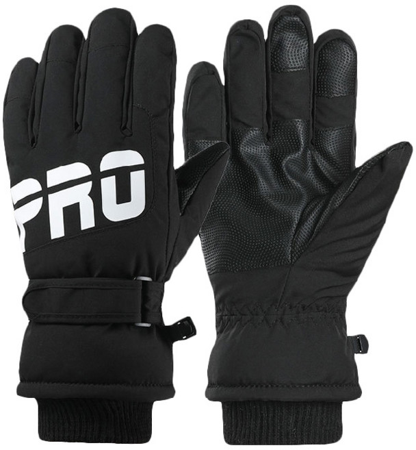 HOME GYM CLUB 加絨保暖滑雪手套 防風防水觸屏手套, 全黑色, 1套