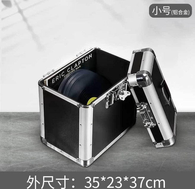 黑膠唱片收納箱盒光盤影碟膠片箱手提儲物箱鋁合金防潮置物箱 副廠商品, 1個, 可收納60張黑膠唱片 新款小號