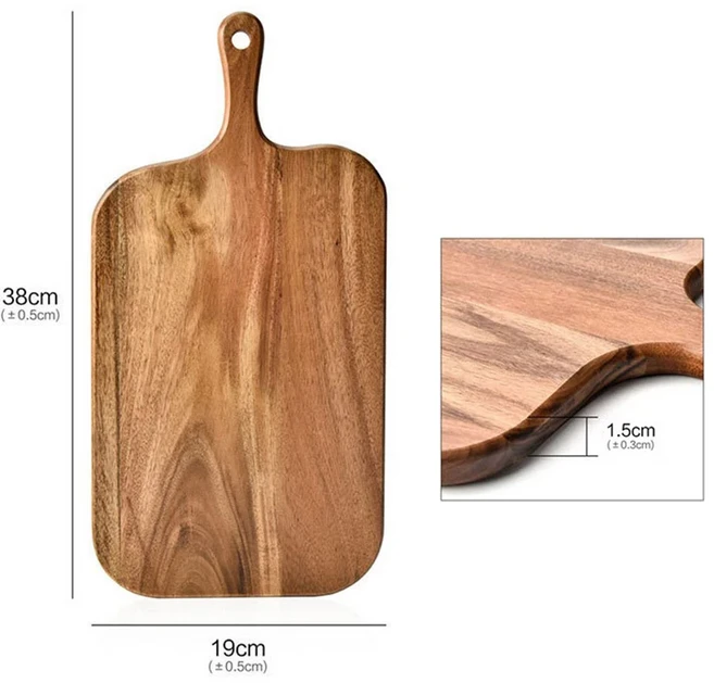 양면 사용 가능한 손잡이가 있는 맞춤형 나무 도마 스테이크 접시 원형 치즈/빵 트레이 피자, 01 빠른  Mainland