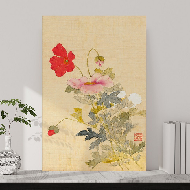 신사임당 신윤복 전통 민화 풍수 한국 전통 민속화 풍속화 인테리어 학교 교실 교육 액자, 11.신명연-양귀비