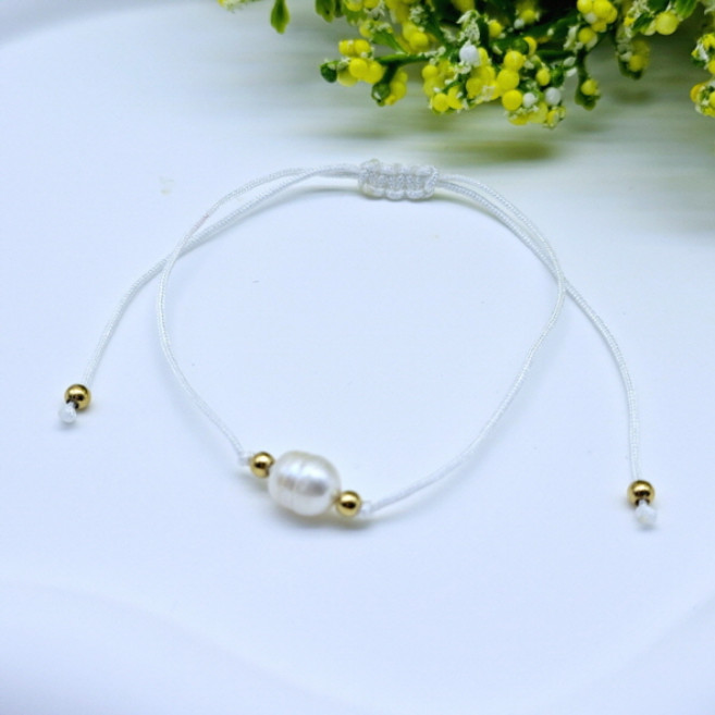 천연담수진주 매듭 실팔찌 진주팔찌 끈팔찌 골드볼 팔찌