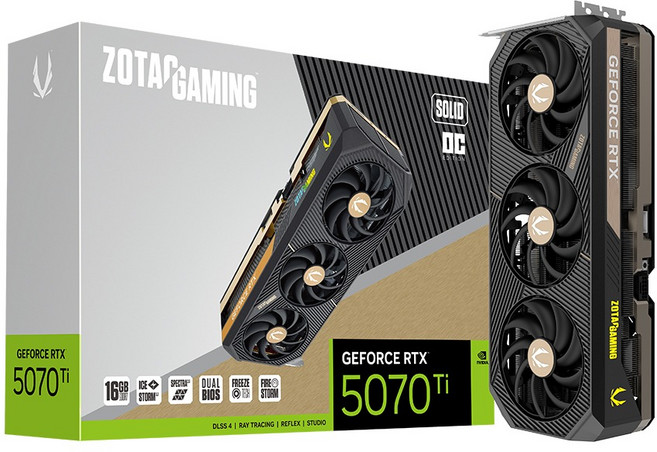 HIT ZOTAC GAMING 지포스 RTX 5070 Ti SOLID OC D7 16GB