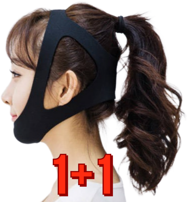 인생소품 얼굴 압박 V라인 리프팅 밴드 입벌림 방지 턱살 볼살 처짐 방지 밴드, 2개, BLACK