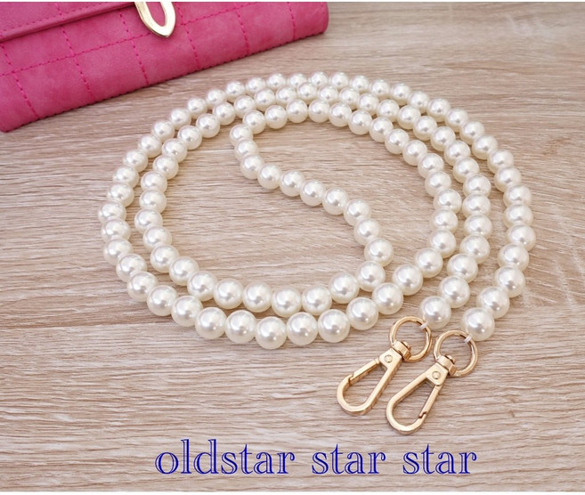 oldstar 珍珠鏈條包帶, 1個, 14mm 總長約40cm,淺金