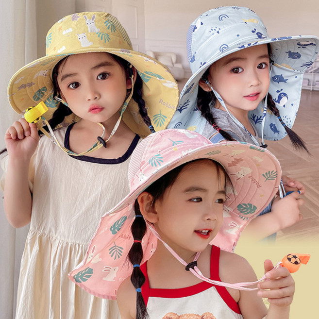 아동 라떼 와이드 플랩캡 썬햇 자와선차단 모자