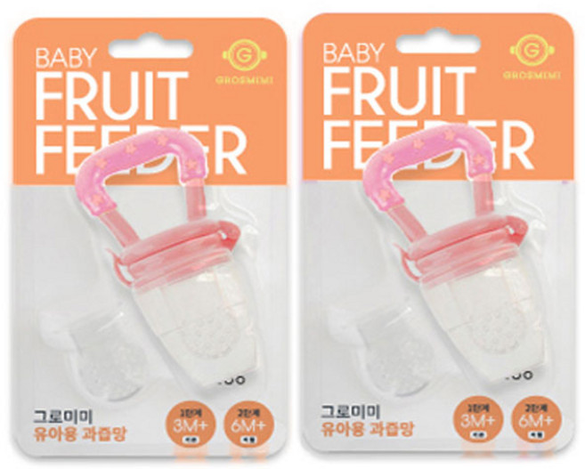 그로미미 유아용과즙망2p(1단계+2단계)-2개/스위트 과즙듀오팩, 1개, 핑크2개