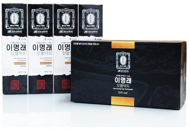 이명래 잇몸약치 무불소치약 입냄새 천연한방 생약원료 고급 쇼핑백 엔유네이처 130g 4개