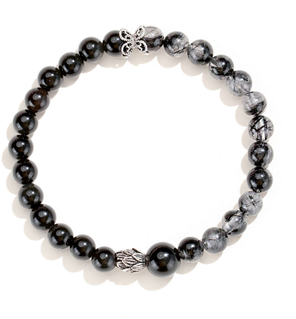 흑요석 팔찌 천연 원석 연꽃 포인트 루틸 by 선연주