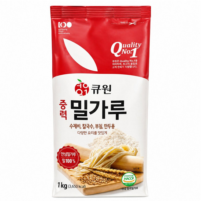큐원 중력 밀가루, 1kg, 1개