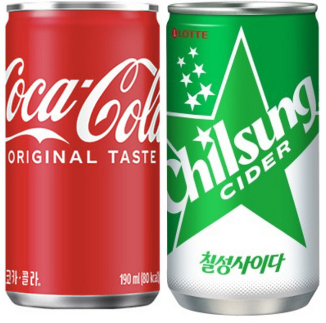 코카콜라 칠성사이다 2종 30캔 세트, 1세트, 190ml