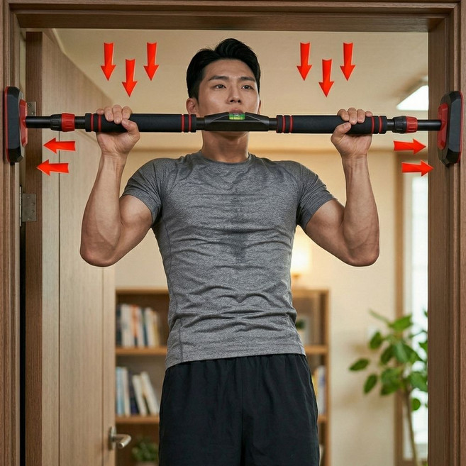 모어아크 문틀철봉 실내 턱걸이 운동기구, 블랙