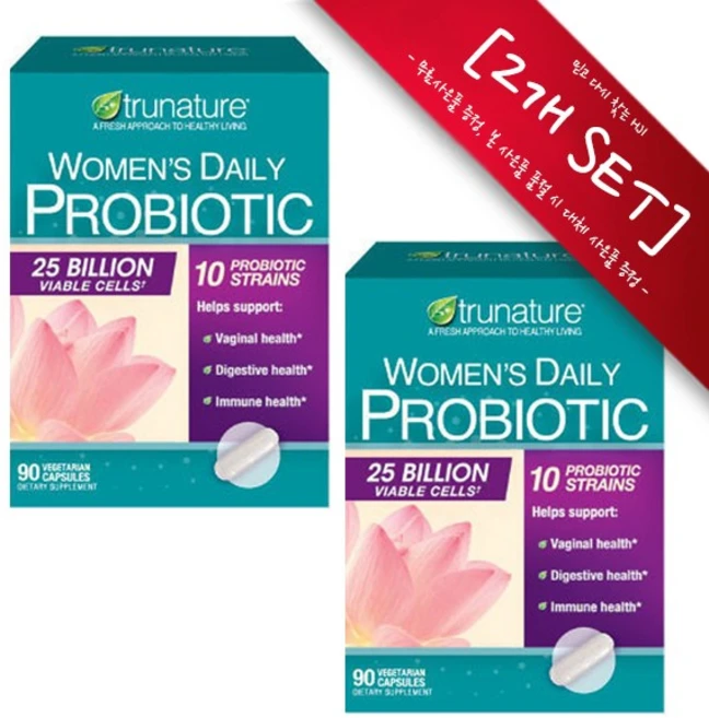 [정품 미국 배송] 트루네이쳐 여성 유산균 프로바이오틱스 250억 90정 (베지캡슐) Trunature Womens daily Probiotic 25 billion, [2개 SET] : 바세린 1개, 250억균, 2개 - 쿠팡