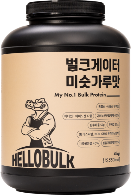헬로벌크 게이너 살찌는 단백질보충제 벌크업 식사대용 프로틴 미숫가루맛, 4kg, 1개