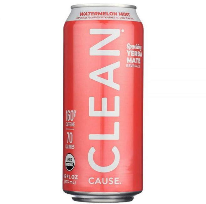 Clean Cause Organic Sparkling Watermelon Mint Yerba Mate 16 FZ, 1, 1, 473ml