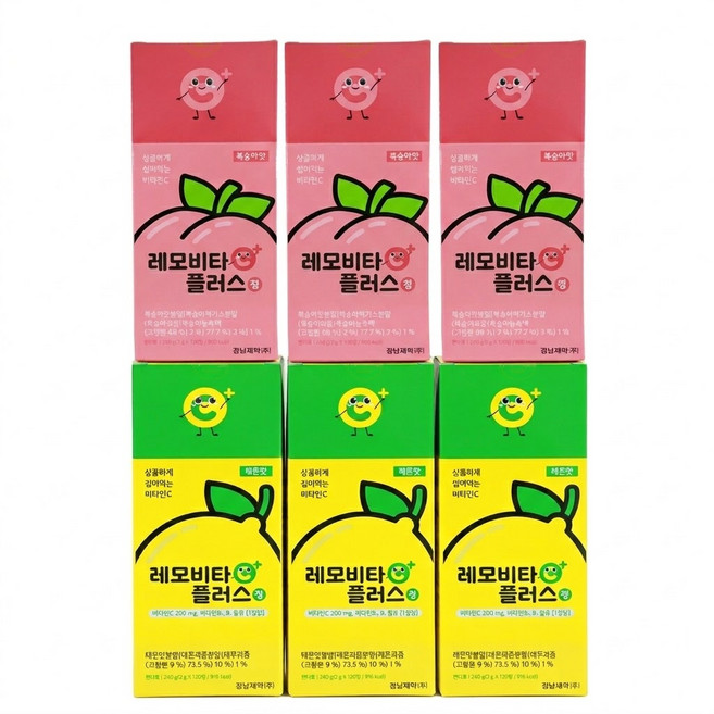경남제약 레모비타 플러스정 레몬맛+복숭아맛 세트 온가족 비타민C, 6개, 120정