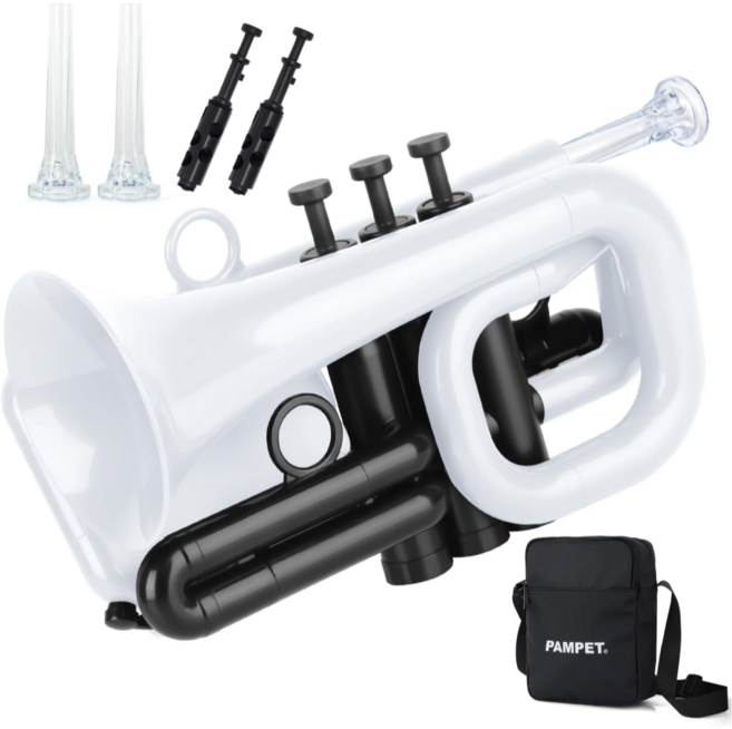 팸펫 돌핀 플라스틱 ABS 포켓 트럼펫 Bb, 1개, 화이트, 돌핀포켓트럼펫