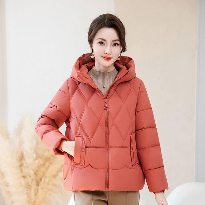 중년 여성 겨울 후드 집업 패딩 루즈핏 도톰 코트 캐주얼 보온 자켓 경량 패딩 날씬해보이는 아우터SYW