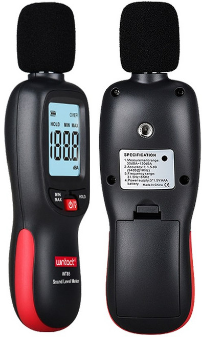 데시벨 소리 측정 테스트 기계 디지털 소음 측정기 소음계, 1개