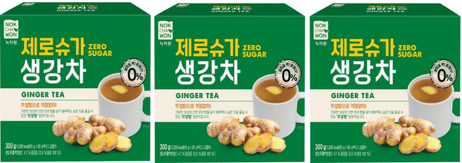 녹차원 제로슈가 생강차, 3개, 20개입, 15g
