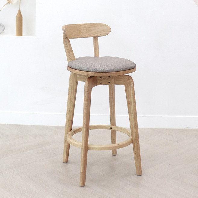 파스텔우드 비시투회전바 아일랜드식탁 원목 회전 홈바의자, 네츄럴