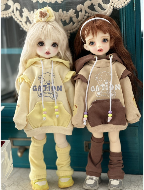 구체관절인형 26cm 28cm 30cm 40cm 인형 후드티+양말목 USD MSD 의상 옷, USD(26~30cm), 노랑, 1개