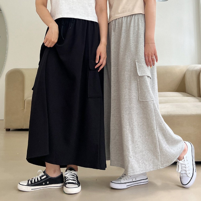 *리뷰BEST* [~42size] 올핏 카고 밴딩 스커트 4color