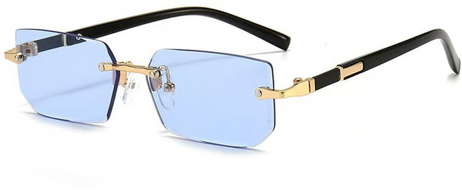 2023 해외 유럽 및 미국 비즈니스 스타일 남성 안경 고급스러운 다이아몬드 컷팅 무테 선글라스 사각 프레임 선글라스