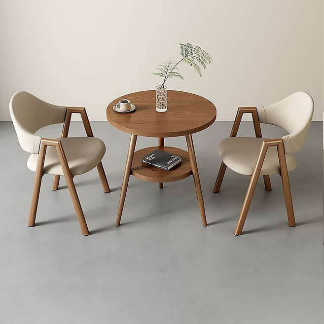 소형 심플 업소용 원형 티테이블세트 2인용 카페 편의점 의자 탁자, 600mm, F10