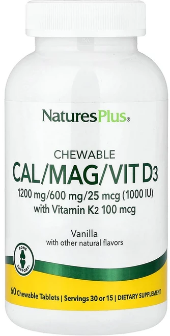 네이쳐스플러스 츄어블 비타민K2 함유 Cal/Mag/VitD3 바닐라 츄어블정 60정, 1개 - 쿠팡