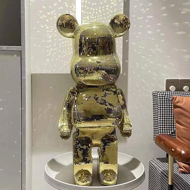 리틀보트 대형 베어브릭 인테리어 저금통, 골드(유리조각)