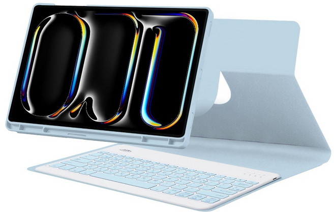 아이패드 프로 M5 8세대 M4 7세대 11인치 공용 호환 애플펜슬 수납 마그네틱 분리형 블루투스 키보드 케이스, 소다, 1개