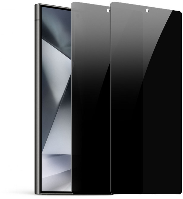 다이아큐브 갤럭시S24 울트라 빠른지문인식 사생활보호 슬림강화 9H 고경도 듀얼유리코팅 저지문AF 액정보호필름 2P 정렬가이드핀제공, 2개