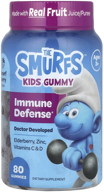 The Smurfs Kids Gummy Immune Defense Ages 3+ Smurf Berry 80 Gummies, TheSmurfsKidsGummyImmuneDefens, 1개, 80정 - 쿠팡