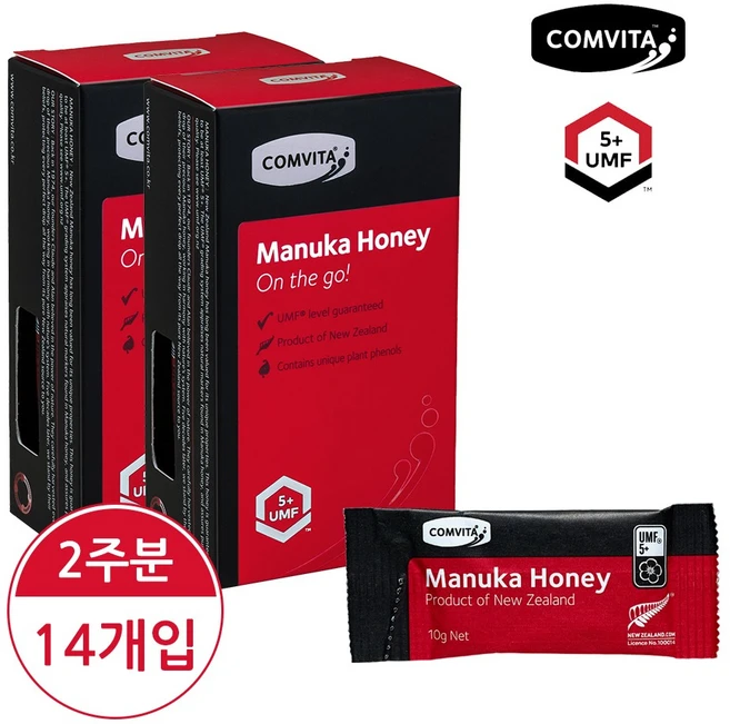 [본사정품] 콤비타 UMF5+ 마누카꿀100% 사셰(꿀스틱), 14개, 10g - 쿠팡
