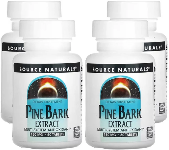 소스 네츄럴스 소나무 껍질 추출물 150mg 60정, 4개, 60개 - 쿠팡