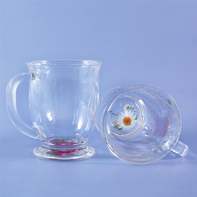 유리컵 대 6개 400ml 투명 손잡이컵 DIY 압화 만들기 인테리어소품