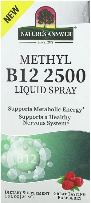 네이쳐스앤서 메틸 B12 2500 리퀴드 스프레이 라즈베리 1 fl oz 30 ml, 1개, 30ml - 쿠팡