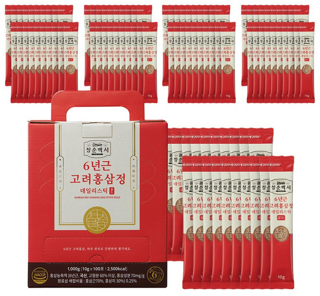 청춘백서 6년근 고려홍삼정 데일리스틱 골드, 1kg, 1개