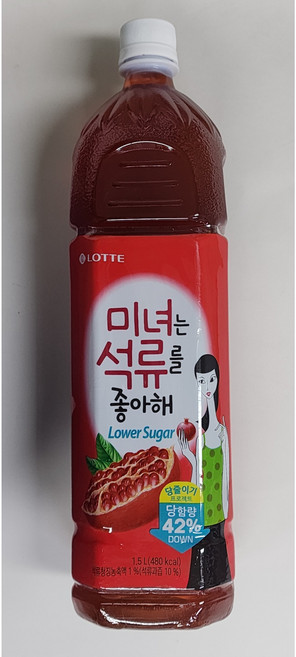 롯데 미녀는 석류를 좋아해 로어슈거 1.5L x 4개입, 4개