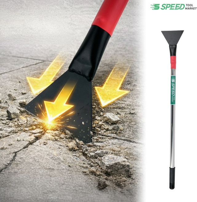 국산 철거 스크래퍼 (중) 타일 스크레퍼 스텐자루 바닥 데코 도배 스티커제거, 1개