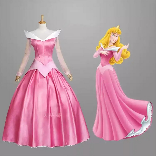 채운봄 디즈니 잠자는 숲속의 공주 오로라 드레스 코스프레 디즈니코스튬 디즈니 공주 할로윈 브라이덜샤워 졸업사진